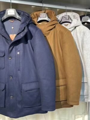 Spot welfare  Customized loro piana cashmere hooded down jacketImported cashmere wool blend, filled