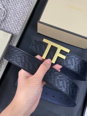 Tom Ford. New high-end double-sided calf leather, simple business men's waist belt, 4.0cm wide, doub
