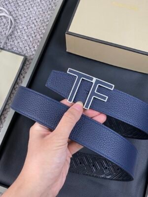 Tom Ford. New high-end double-sided calf leather, simple business men's waist belt, 4.0cm wide, doub