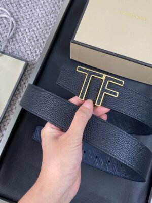 Tom Ford. New high-end double-sided calf leather, simple business men's waist belt, 4.0cm wide, doub